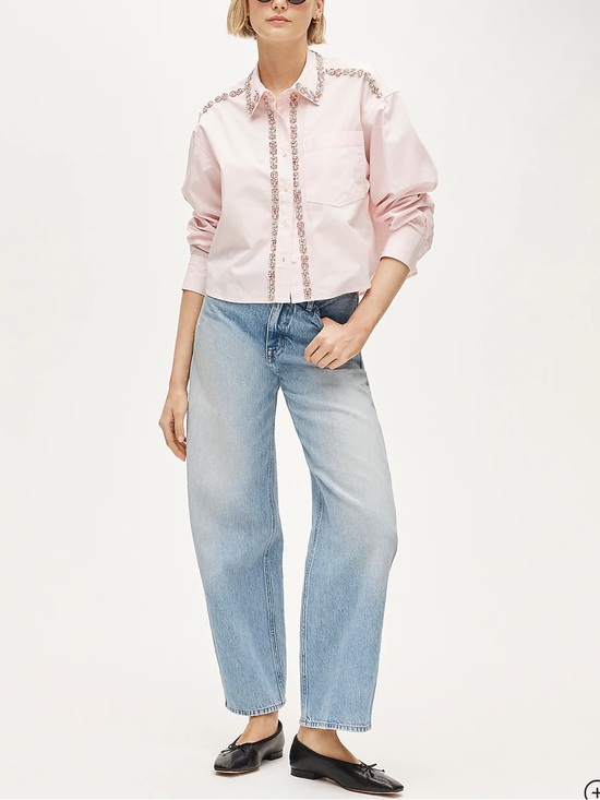 J. Crew Tops - JCrew Étienne cropped button-up shirt in embellished cotton poplin NEW medium